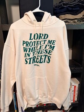 Cream Graphic Hoodie - "Lord Protect Me"